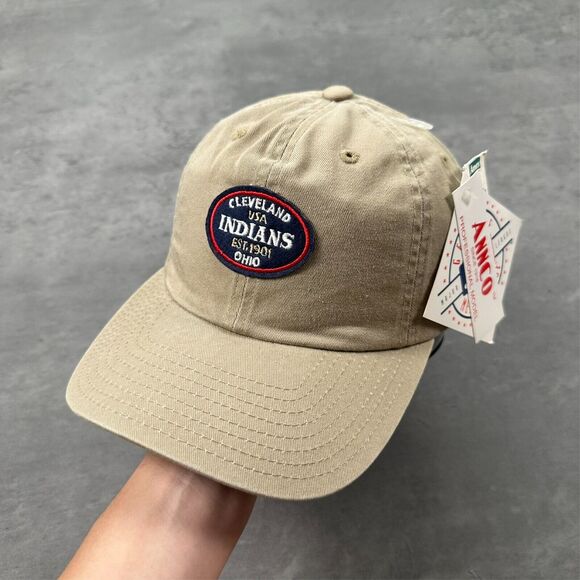 Vintage Deadstock NWT Cleveland Indians Khaki Annco Hat - Picture 1 of 8